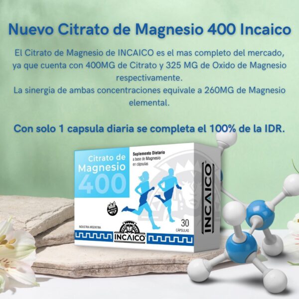Citrato de Magnesio 400 Incaico x 30 Caps - Imagen 2