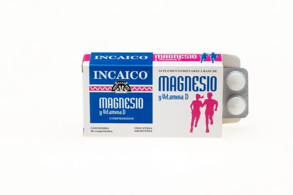 Magnesio + Vitamina "D" Marca Incaico x 30 Comp.