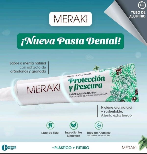 Pasta Dental Sin Fluor Sabor Menta (en gel)  "Meraki" x 50gr - Imagen 4