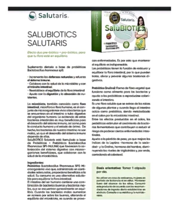 Prebioticos + Probioticos Efecto Duo x 30 Caps Salubiotics - Imagen 3