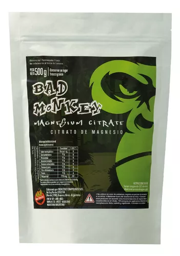 Citrato de Magnesio en polvo «Bad Monkey» x 500 grs Sin TACC