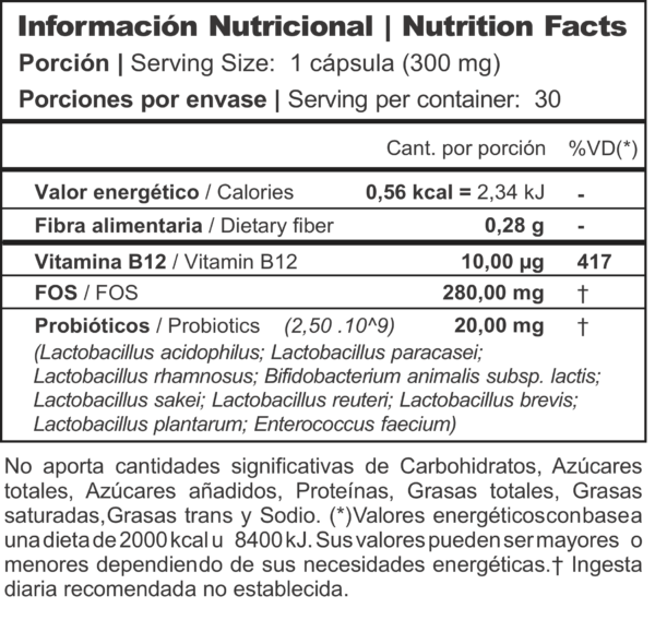 Probiotico 9 cepas Complex Vitalum (con Prebioticos+Vit B12) x 30 Caps - Imagen 2