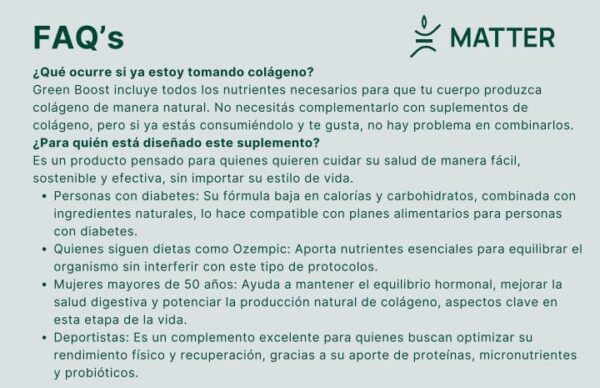 Green Boost de Matter Superalimento x 30 sobres de 12 gr c/u - Imagen 9