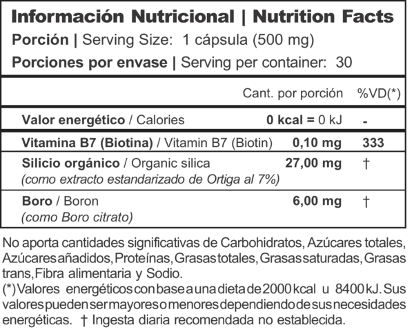 Silicio + Boro Complex + Biotina Vitalum x 30 Caps - Imagen 2