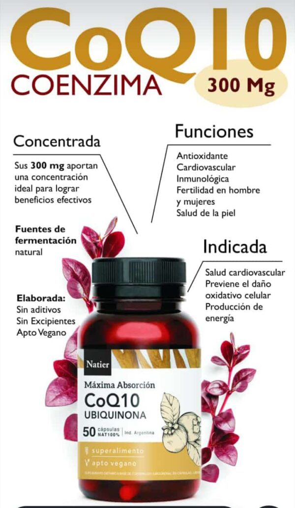 Coenzima Q10 300 mg Natier x 50  Caps - Imagen 3